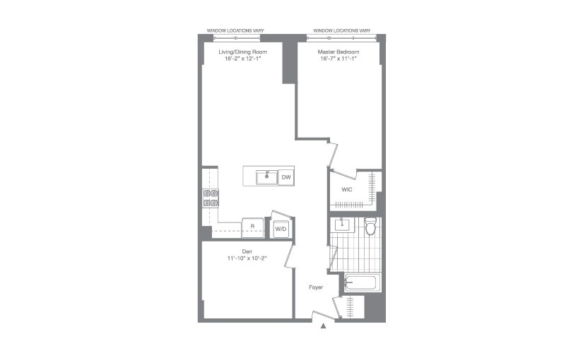 Residence 10-11 Floor 5-11 - 1 bedroom floorplan layout with 1 bathroom and 902 square feet